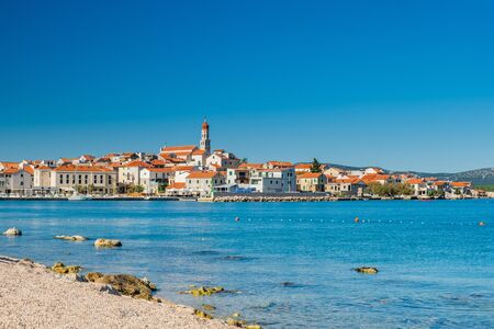Beautiful old traditional coastal town of Betina on Murter island in Dalmatia, Croatiaの写真素材