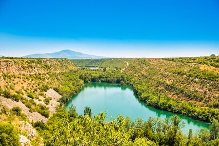 Beautiful nature landscape, canyon of Krka river in Dalmatia, Croatiaの写真素材