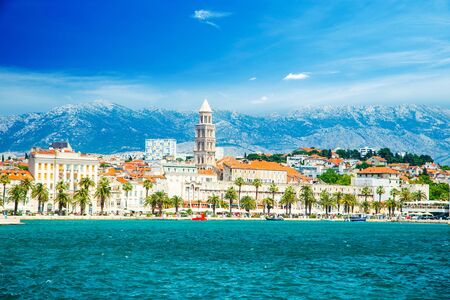Waterfront city skyline of Split, Croatia, Adriatic coast, seascapeの写真素材