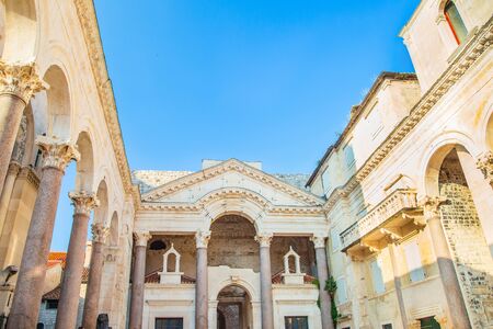 Split, Croatia, remains of Roman emperor Diocletians palace and Peristyle square in the morning, tourist destinationのeditorial素材