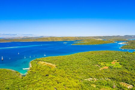 Croatia, beautiful blue seascape archipelago on the island of Dugi Otok, panoramic viewの写真素材