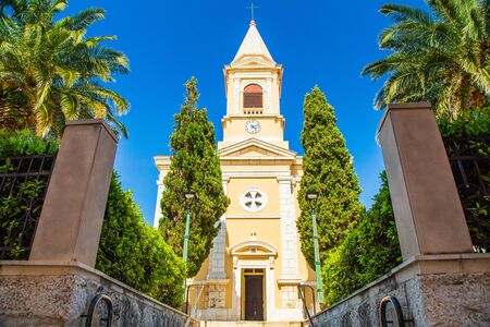 Croatia, beautiful church in old town of Novalja on Pag islandの写真素材