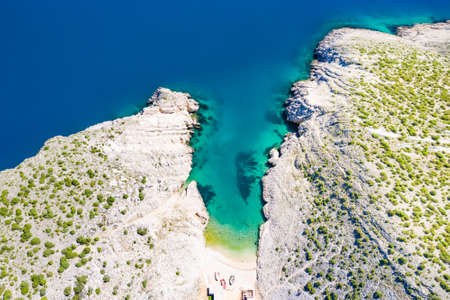 Croatia, Adriatic paradise, secret beaches neat Vrsi, among stone cliffsの写真素材