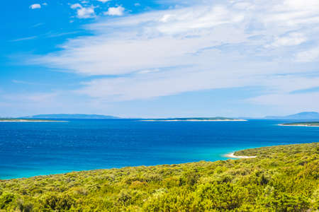 Amazing green shore on the Adriatic sea, island of Pag in Croatiaの写真素材
