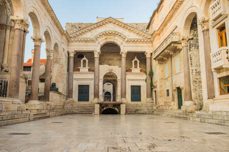Croatia, Roman emperor Diocletians palace and Peristyle square in the old town of Split, UNESCO heritage siteのeditorial素材