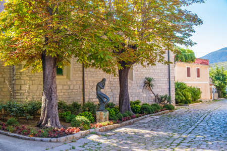 Romantic cobbled streets in the old town of Osor on the island of Cres in Croatiaの写真素材
