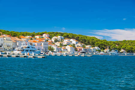 Seafront in town of Mali Losinj on the island of Losinj, Adriatic coast in Croatia, popular touristic destinationの写真素材