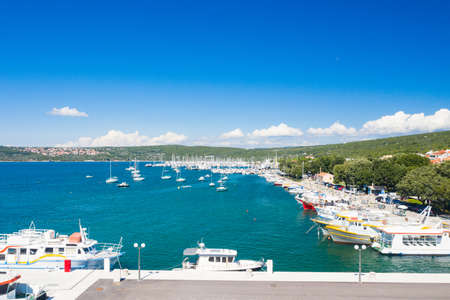 Marina in town of Punat on Krk island, Kvarner bay, Croatia, aerial view from droneのeditorial素材