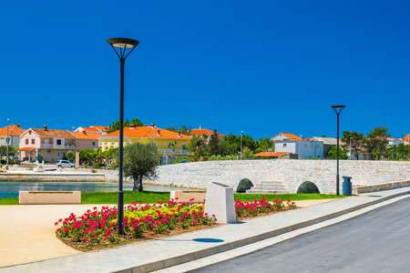 Croatia, town of Nin, old stone bridge and city gates
