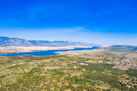Panoramic view of the island of Pag, Adriatic sea, Croatiaの写真素材