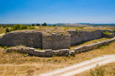 Stone ruins of ancient town of Asseria in Dalmatia, Croatiaの写真素材