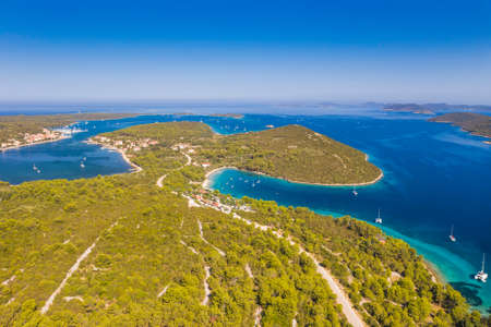 Aerial view of Dugi Otok island on Adriatic sea in Croatia, beautiful seascapeの写真素材