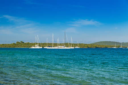 Adriatic coast in Croatia. Turquoise lagoon on Dugi Otok island, beautiful Mediterranean landscape. Yachting paradise.の写真素材