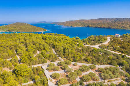 Aerial view of the island of Dugi Otok on Adriatic sea in Croatia, beautiful seascapeの写真素材