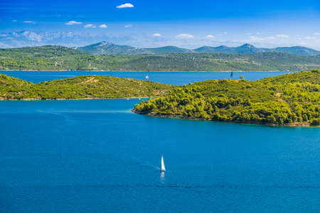 Panoramic view of amazing Adriatic coastline. Island of Rava near Dugi Otok, Croatia.の写真素材