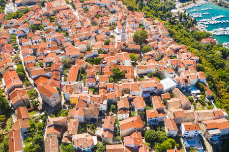 Town of Omisalj on Krk island, Croatia, aerial viewの写真素材