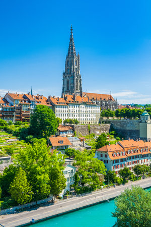 Panoramic view of Bern, Switzerland in a beautiful summer dayの写真素材
