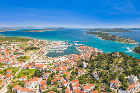 Aerial view of Sibenik town, Dalmatia, Croatiaの写真素材