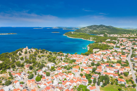 Aerial view of Hvar island, Dalmatia, Croatiaの写真素材