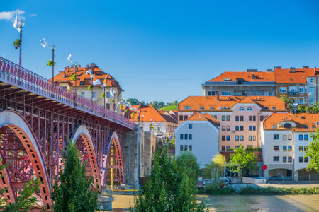 Bridge over the Vltava river in Prague, Czech Republic.の写真素材