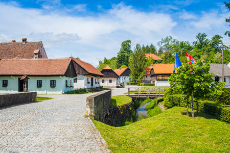 Traditional and picturesque ethno village Kumrovec in Zagorje region in Croatia, birth place of Josip Broz Titoの写真素材