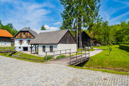 Traditional and picturesque ethno village Kumrovec in Zagorje region in Croatia, birth place of Josip Broz Titoの写真素材