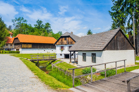Traditional and picturesque ethno village Kumrovec in Zagorje region in Croatia, birth place of Josip Broz Titoの写真素材