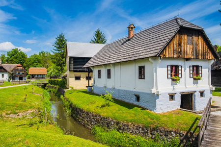 Traditional and picturesque ethno village Kumrovec in Zagorje region in Croatia, birth place of Josip Broz Titoの写真素材