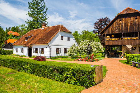 Traditional and picturesque ethno village Kumrovec in Zagorje region in Croatia, birth place of Josip Broz Titoの写真素材