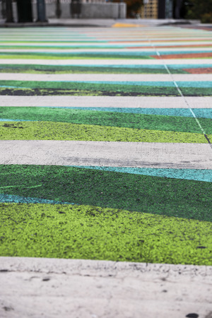 Colorful crosswalk downtown Los Angeles, California, USA