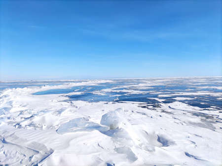 Crystal clear ice of Lake Baikalの写真素材