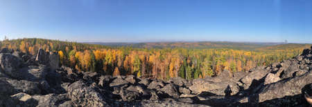 Golden autumn away from the cityの写真素材