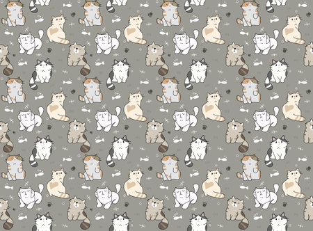 Print with cute cartoon catsのイラスト素材