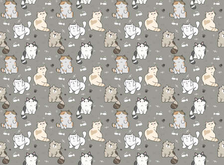 Print with cute cartoon catsのイラスト素材