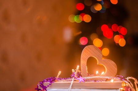 valentines day, red wooden heartの写真素材