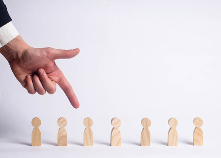 Businessman in search of new employees and specialists. The concept of personnel selection and management within the team. Dismissal and hiring people to work. Human Resource Management. Headhunterの写真素材