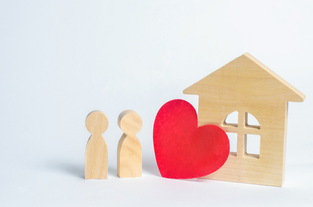 Family and home love concept. House of lovers. Affordable housing for young families. Accommodation for lovers of couples.の写真素材