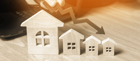 a decline in property prices. population decline. falling interest on the mortgage. reduction in demand for the purchase of housing. low energy efficiency. low prices for public utilitiesの写真素材