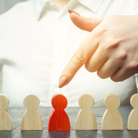 Businesswoman dismisses the employee from the team. Personnel Management. Bad worker. Demotion. The...