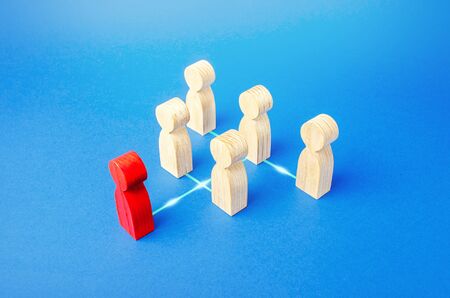 Figures of people stand in a hierarchical system order. Power and management in the company. Effective control and distribution of work responsibilities. Company leader, executive director. Leadershipの写真素材