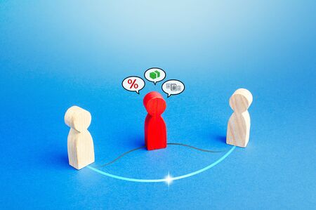 People establish business contacts bypassing intermediary. Lower costs, bureaucratic delays. Reducing corruption risks. Improving investment attractiveness. Low involvement of government officials.の写真素材