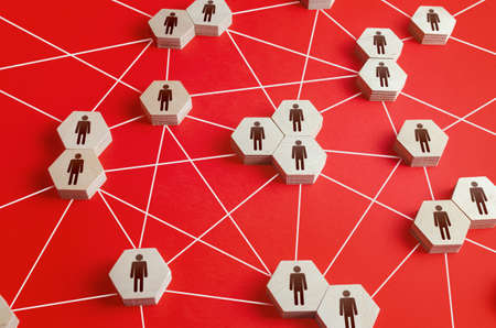 Network of connected people. Interactions between employees and working groups.の写真素材
