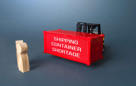 Lack shipping delivery capacity of goods. Shortage of containers. Global imbalance of trade and transport. The rise in prices due to the rise in transportation costs. Damage to economies.の写真素材
