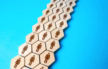 People are connected in an organized structure. Human resources. Unity. Team building, teamwork cooperation. Discipline. Social organization, joining consolidated forces. Hiring employees, recruitingの写真素材