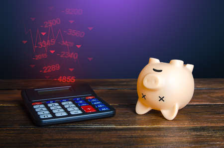 Piggy bank is bad for high expenses. Waste of funds and depletion of savings. Bankruptcy and...