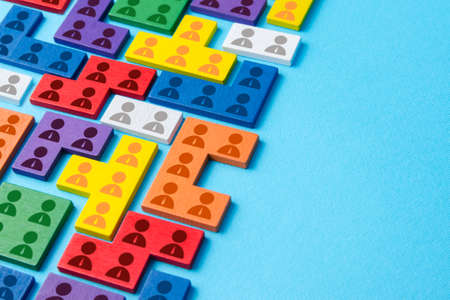 Teams form a company. Cooperation and collaboration to achieve goals and solve problems. Training,...