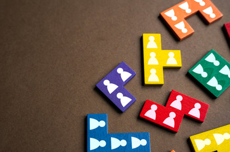 Fragmented groups of people. Searching and hiring new job candidates. human resource management....