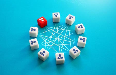 team leader. Feel redundant. Don't live up to expectations. Play an important role in the group. Leadership and organization skills. collaboration, teamwork. Newcomer establishes contacts with employeesの写真素材