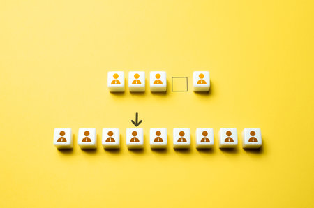 Selection of a new worker for a vacancy among candidates. Personnel management. Hire positions. human capital. Fill HR vacancies. Selection of the best of the best. Many people per jobの写真素材