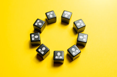 Circular team of people. Fully staffed. discipline and teamwork. Efficient organization of work. unity, collaboration.の写真素材